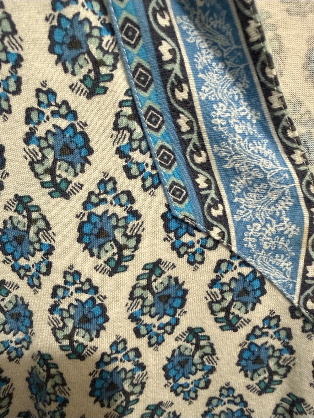 J. Jill Blue and White Printed Split-V Neck Tunic - Picture 4 of 5